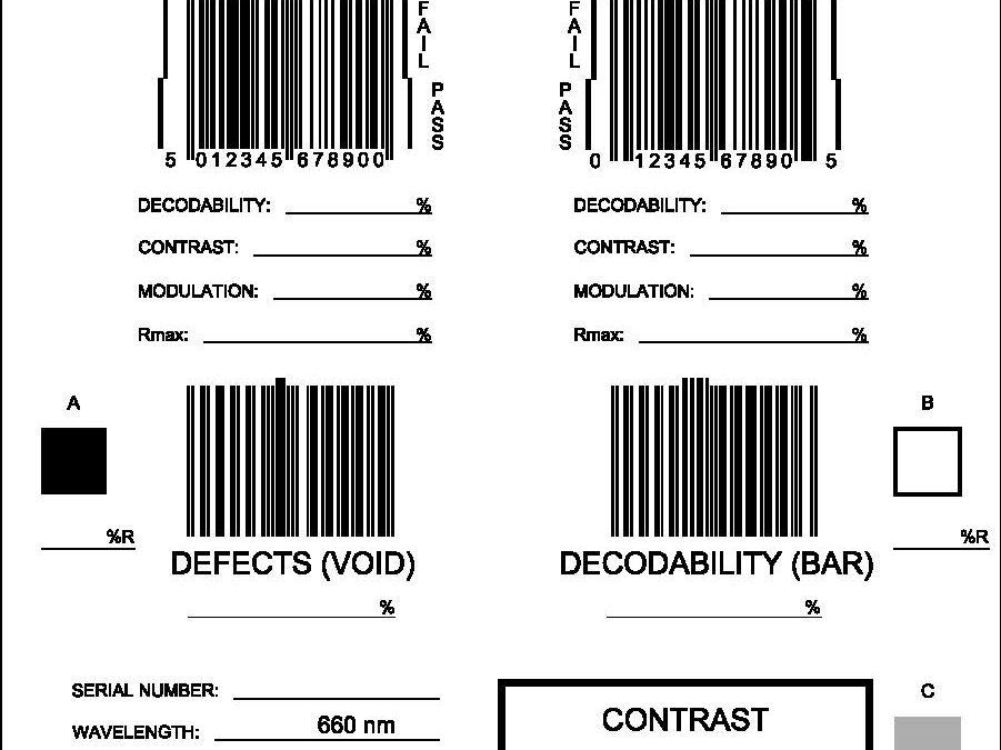 Conformance Calibration Standard Test Card for UPC/EAN Symbol Verifiers  (AI-CCS-UPC/EAN-E Rev S)